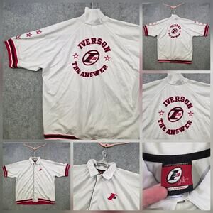 Vintage Reebok Iverson Jacket Mens 3XL White I3 The Answer Track 2000s Jersey